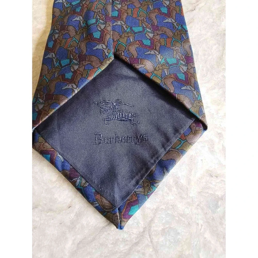 Burberrys of London Silk‎ Tie England Blue Abstract Geometric